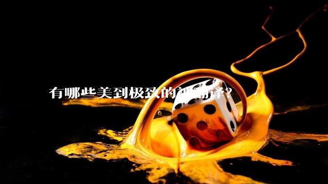 有哪些美到极致的神翻译？